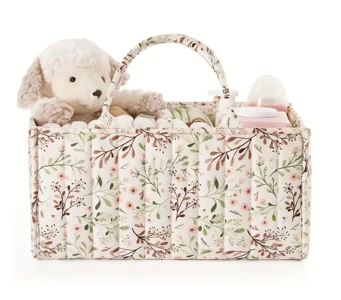 Panier de rangement table à langer Blanc Fleuri