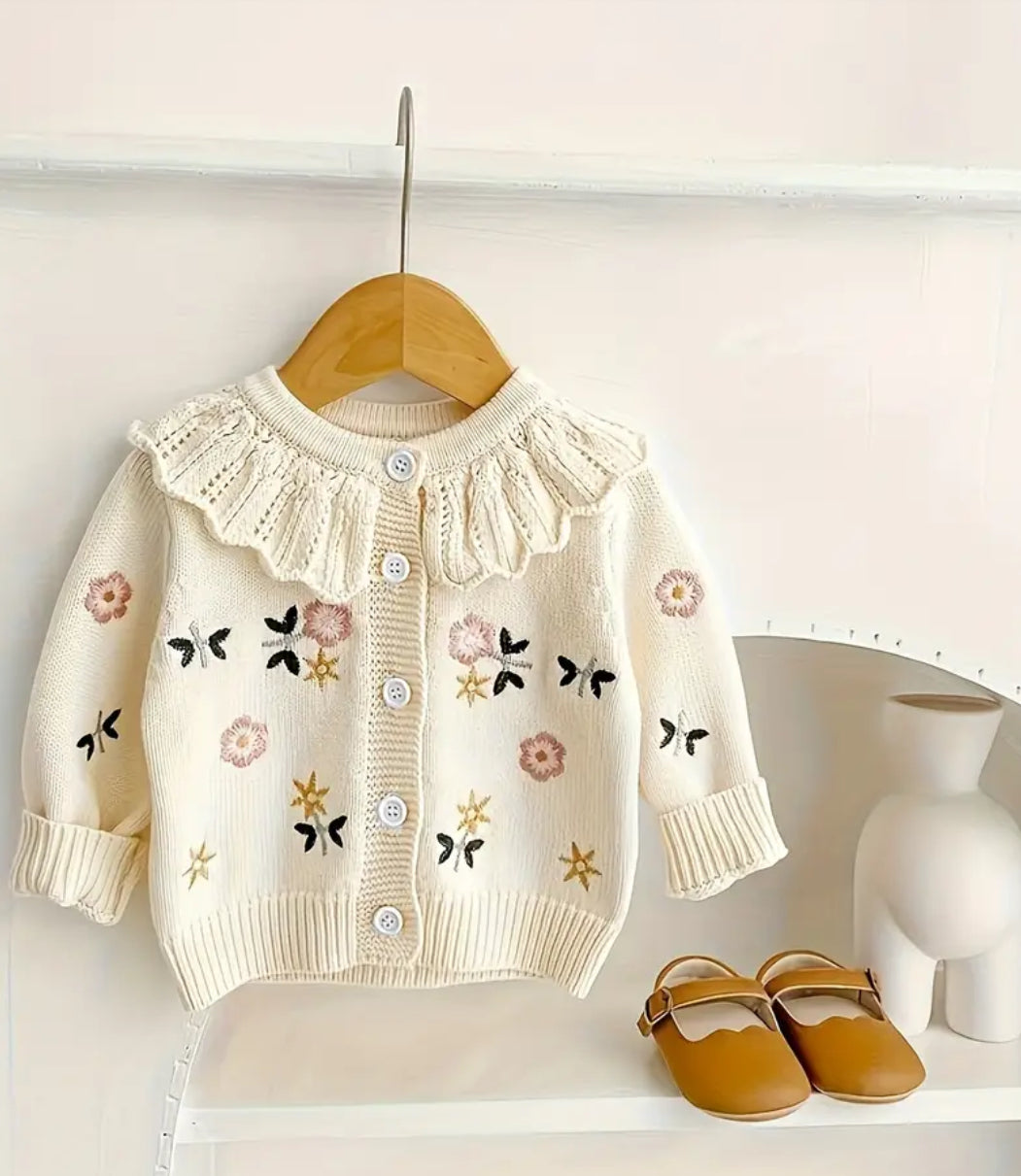 Gilet en maille à motif fleuri