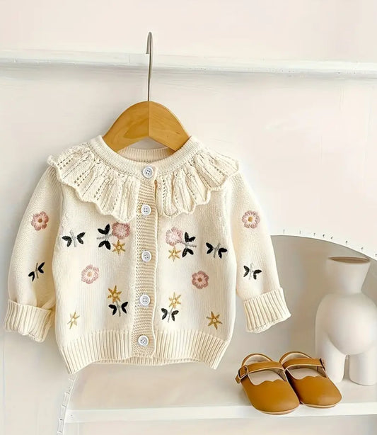 Gilet en maille à motif fleuri