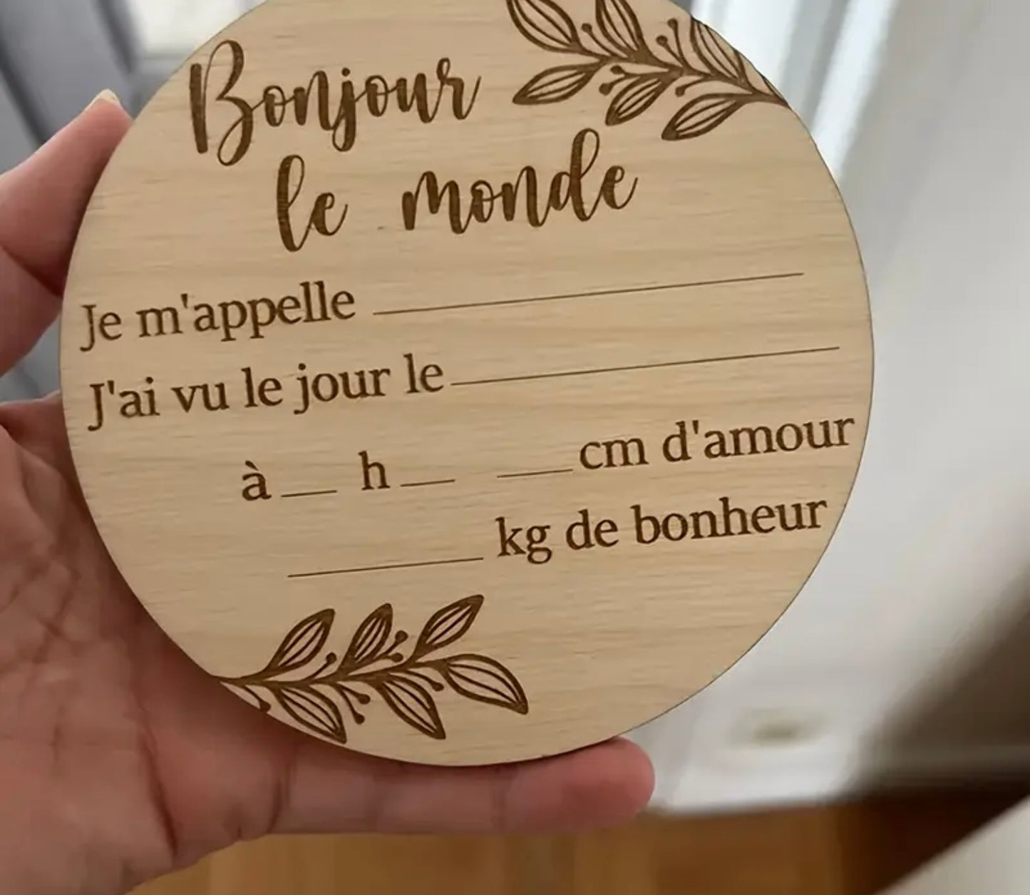 Gravure sur bois ‘Bonjour le monde’