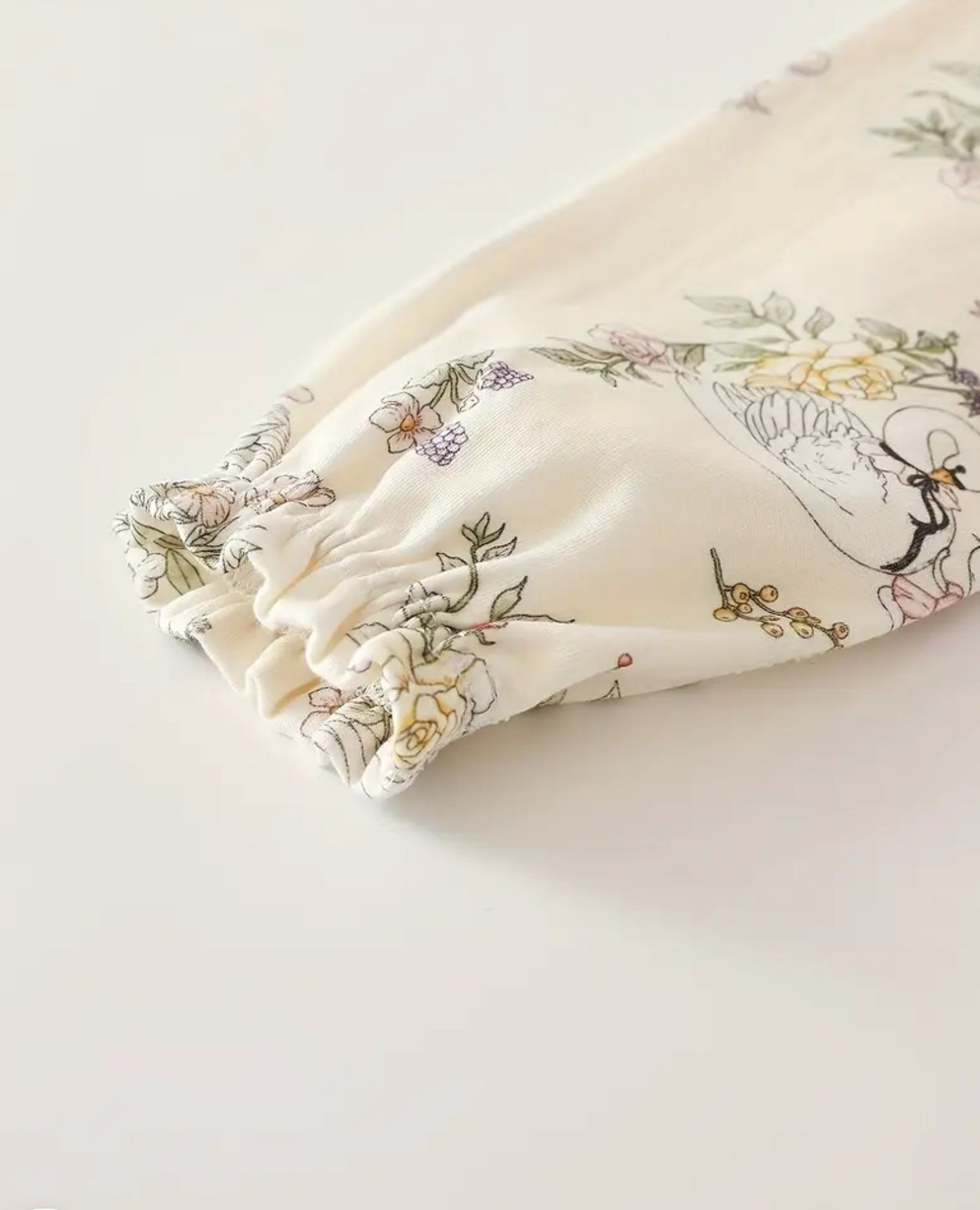 Pijama fille a imprimé florale/ cygne/ petite souris